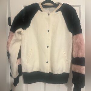 Zara Faux Fur Varsity Jacket